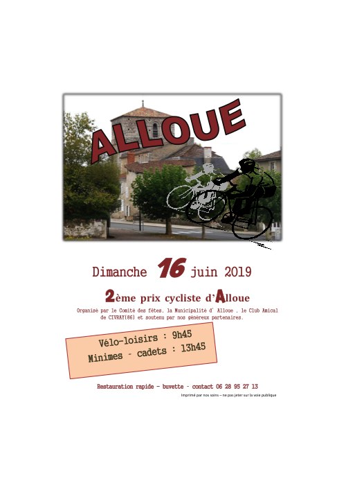 You are currently viewing DIMANCHE 16 JUIN: JOURNEE CYCLISTE NON-STOP A ALLOUE (16)