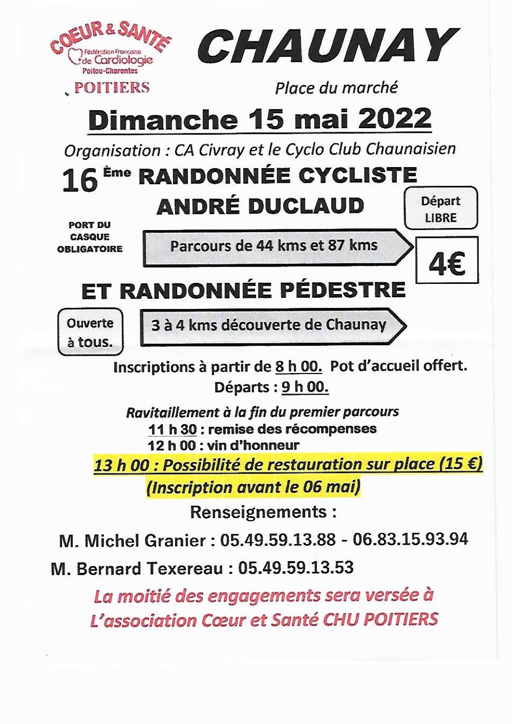Lire la suite à propos de l’article 16ème randonnée cycliste André Duclaud